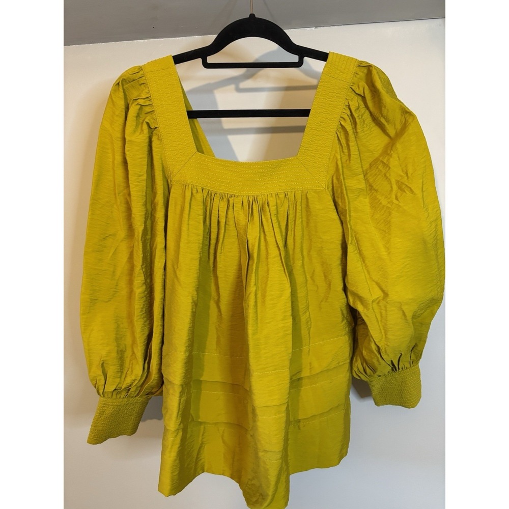 MAEVE Golden‎ Yellow Square Neck Peasant Shirt XS Holiday Anthropologie